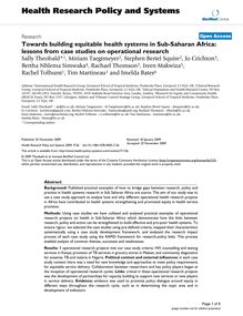 Towards building equitable health systems in Sub-Saharan Africa: lessons from case studies on operational research