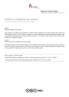 Options et complétude des marchés - article ; n°5 ; vol.42, pg 787-800