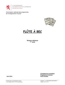 Programme de l enseignement musical du Grand Duché du Luxembourg avec des partitions de flûtes à bec