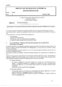 Btsbiotech 2000 etude de projet (epreuve professionnelle de synthese) etude de projet (epreuve professionnelle de synthese) 2000