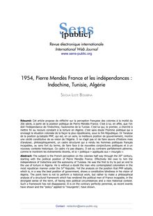 1954, Pierre Mendès France et les indépendances : Indochine, Tunisie, Algérie
