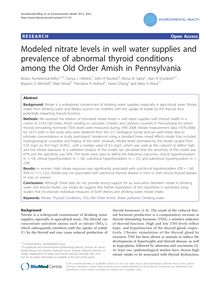 Modeled nitrate levels in well water supplies and prevalence of abnormal thyroid conditions among the Old Order Amish in Pennsylvania