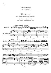 Partition complète, 12 violon sonates, Sonate a Violino e Basso per il Cembalo