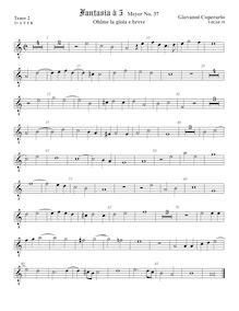 Partition ténor viole de gambe 3, octave aigu clef, Fantasia pour 5 violes de gambe, RC 58