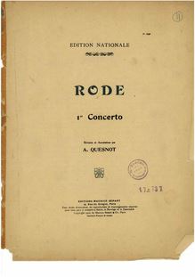 Partition violon solo, violon Concerto No.1, Op.3, D minor, Rode, Pierre
