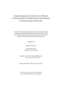 Exploiting spatial correlations for efficient communication and deployment optimisation in wireless sensor networks [Elektronische Ressource] / Frank Oldewurtel