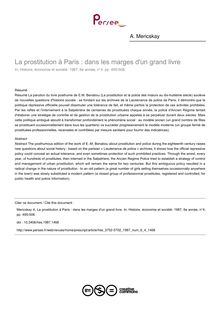 La prostitution à Paris : dans les marges d un grand livre - article ; n°4 ; vol.6, pg 495-508