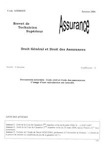 Droit général et droit des assurances 2006 BTS Assurance