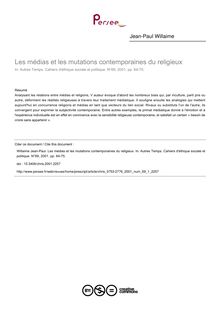 Les médias et les mutations contemporaines du religieux - article ; n°1 ; vol.69, pg 64-75