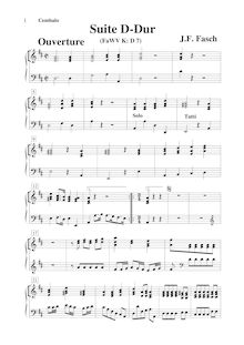 Partition clavecin (Cembalo), Ouverture- en D major, FaWV K:D7, D
