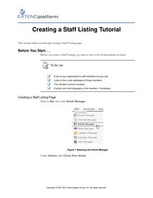 Creating a Staff Listing Tutorial