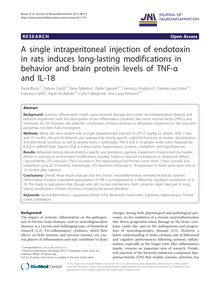 A single intraperitoneal injection of endotoxin in rats induces long-lasting modifications in behavior and brain protein levels of TNF-α and IL-18