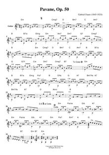 Partition guitare , partie, Pavane, Op.50, F? minor, Fauré, Gabriel