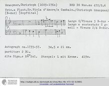 Partition complète, Trio Sonata en B-flat Major, GWV 217, B-flat major