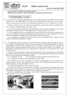 Probabilités et statistiques 2002 Tronc Commun Université de Technologie de Belfort Montbéliard