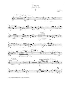 Partition , Andante Semplice - flûte , partie, flûte Sonata, Carr, Daniel