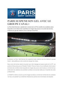 PSG : le club suspend son gel avec Canal +