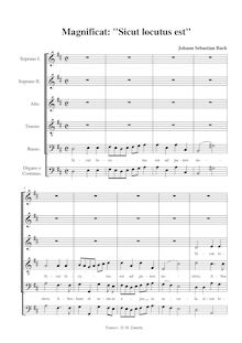 Partition Sicut Locutus (chœur SSATB), Magnificat, D major, Bach, Johann Sebastian