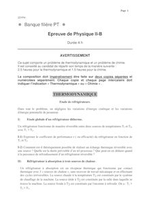 Physique II-B 2000 Classe Prepa PT Banque Filière PT