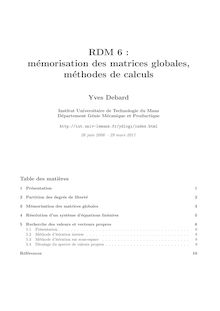 RDM 6 : mémorisation des matrices globales, méthodes de calcul