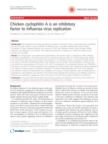 Chicken cyclophilin A is an inhibitory factor to influenza virus replication