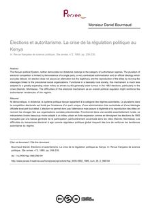 Élections et autoritarisme. La crise de la régulation politique au Kenya - article ; n°2 ; vol.35, pg 206-235