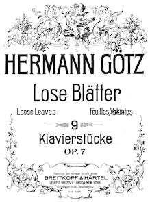 Partition complète, 9 Lose Blätter, Op.7, Goetz, Hermann