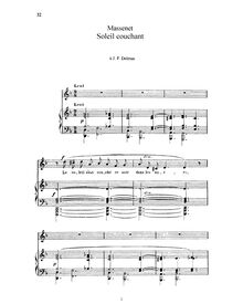 Partition complète (D minor: haut voix et piano), Soleil couchant