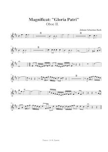 Partition hautbois 2, Magnificat, D major, Bach, Johann Sebastian par Johann Sebastian Bach
