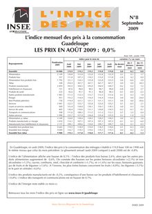 Lindice mensuel des prix à la consommation de Guadeloupe en août 2009 : 0,0%