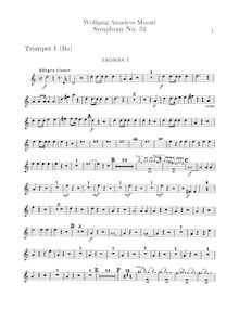 Partition trompette 1 (B♭), 1 (C), 2 (B♭), 2 (C), Symphony No.34