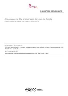 A l occasion du 90e anniversaire de Louis de Broglie - article ; n°3 ; vol.38, pg 365-367