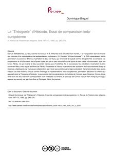 La “Théogonie” d’Hésiode. Essai de comparaison indo-européenne - article ; n°3 ; vol.197, pg 243-276