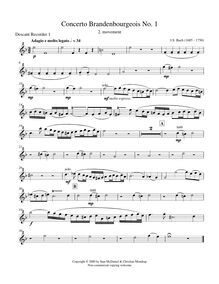 Partition Descant enregistrement  1, Brandenburg Concerto No.1, F major