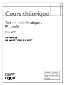 Cours théorique, Hiver 2007