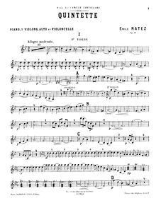 Partition violon 2, Piano quintette, Op.31, B flat major, Ratez, Emile Pierre