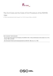 The Civil Code and the Code of Civil Procédure of the RSFSR, 1964 - note biblio ; n°2 ; vol.21, pg 428-429