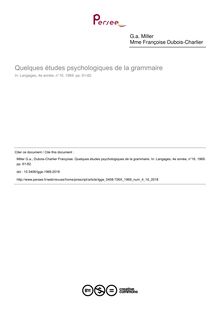 Quelques études psychologiques de la grammaire - article ; n°16 ; vol.4, pg 61-82