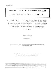 Btstm sciences physiques et chimiques 2005 thermiques