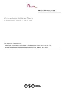 Commentaires de Michel Glaude - article ; n°1 ; vol.39, pg 57-64