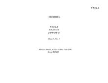 Partition viole de gambe, 3 sonates, Op.5, Hummel, Johann Nepomuk