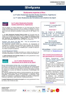 Studyrama organise deux salons d orientation à Nice, le 11 novembre 2017
