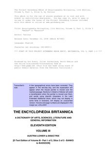 Encyclopaedia Britannica, 11th Edition, Volume 3, Part 1, Slice 3 - "Banks" to "Bassoon"
