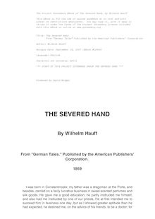 The Severed Hand - From "German Tales" Published by the American Publishers  Corporation