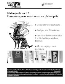 Biblio-guide no. 12 Ressources pour vos travaux en philosophie