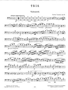Partition de violoncelle, Piano Trio, Op.55, E minor, Lazarus, Gustav