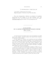 Prix Canada de l’Académie internationale de droit comparé - autre ; n°1 ; vol.57, pg 207-208