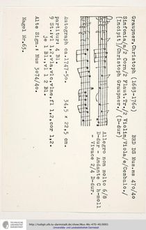 Partition complète et parties, Sinfonia en D major, GWV 535