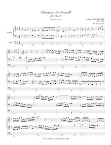 Partition Ciacona en D minor pour orgue, T.204, Pachelbel, Johann