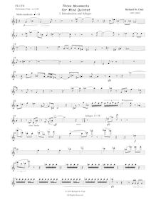 Partition flûte, Three mouvements pour vent quintette, St. Clair, Richard